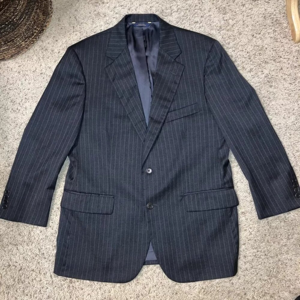 Brooks Brothers MADISON Wool Suit Jacket ESTRATO Blazer BLACK - Sz 40S Pinstripe